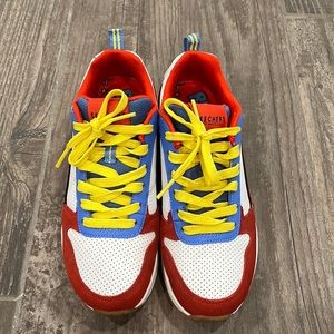 BT21 shoes; red, blue, white, and yellow sneakers. size 8 in women.